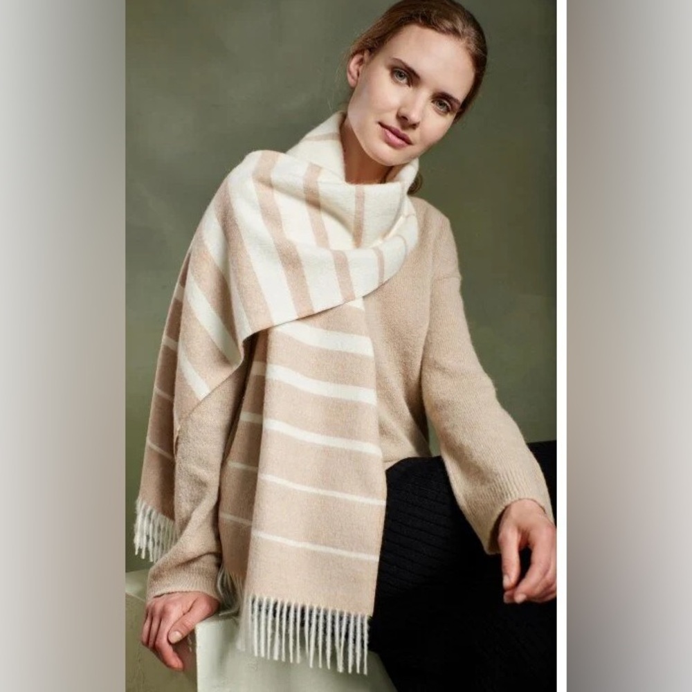 KUNA Tadeo Baby Alpaca Scarf - Cream and White